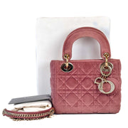 Dior Lady Dior Mini Old Pink Velvet Bag